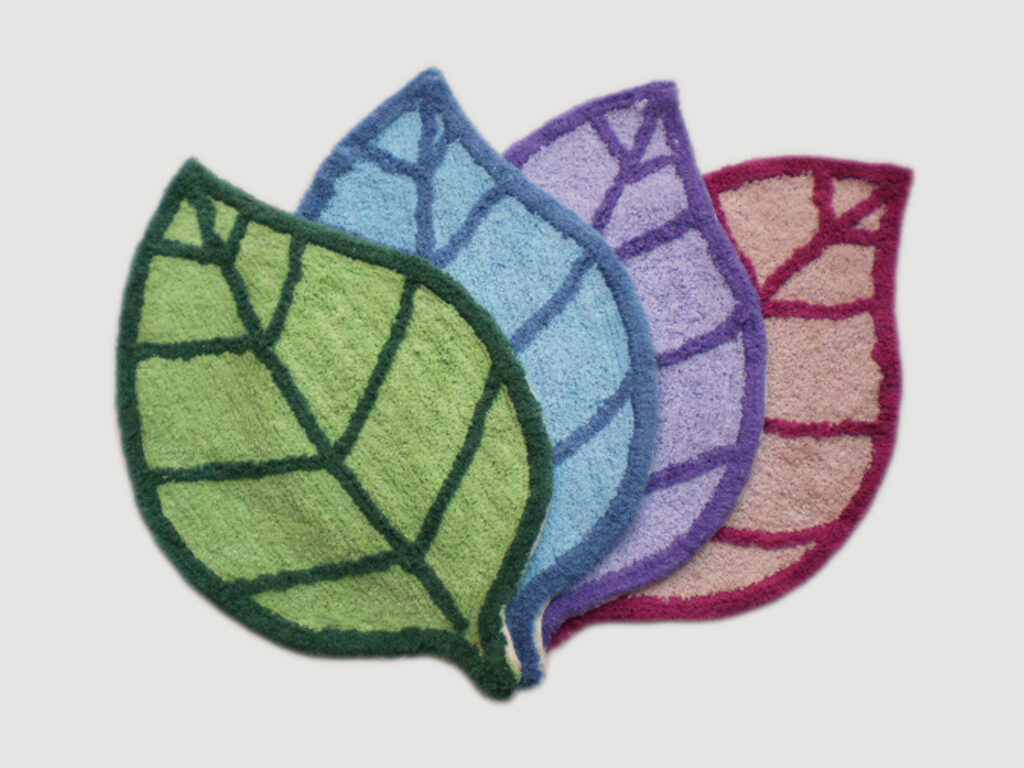 Leaf design cotton bath rugs